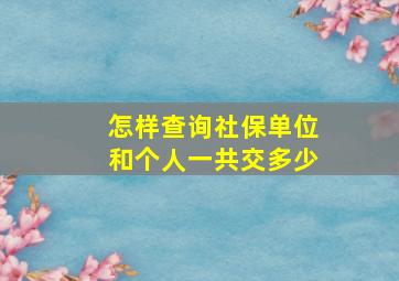 怎样查询社保单位和个人一共交多少