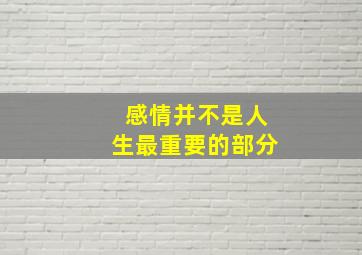 感情并不是人生最重要的部分