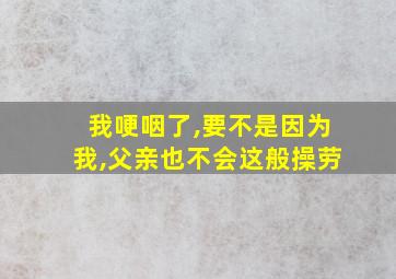 我哽咽了,要不是因为我,父亲也不会这般操劳