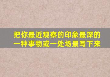 把你最近观察的印象最深的一种事物或一处场景写下来