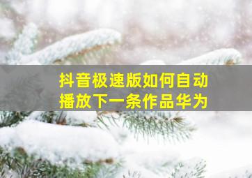 抖音极速版如何自动播放下一条作品华为