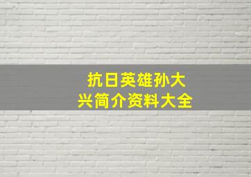 抗日英雄孙大兴简介资料大全