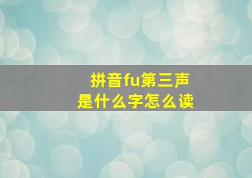 拼音fu第三声是什么字怎么读