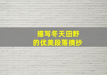 描写冬天田野的优美段落摘抄