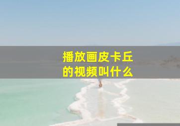 播放画皮卡丘的视频叫什么