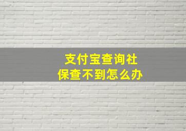 支付宝查询社保查不到怎么办