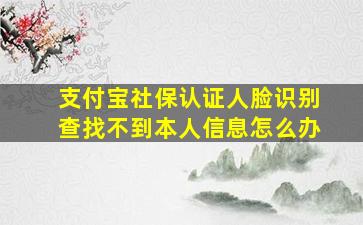 支付宝社保认证人脸识别查找不到本人信息怎么办