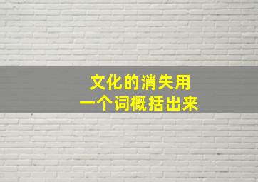 文化的消失用一个词概括出来