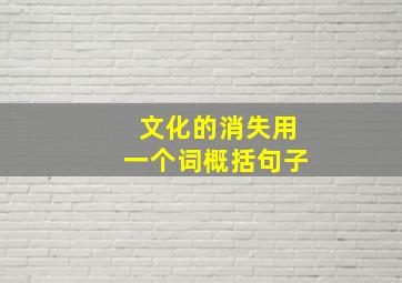 文化的消失用一个词概括句子