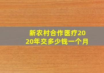 新农村合作医疗2020年交多少钱一个月