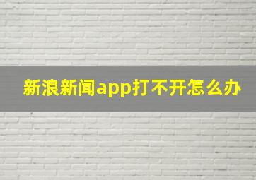 新浪新闻app打不开怎么办