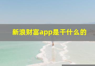 新浪财富app是干什么的