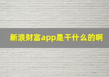 新浪财富app是干什么的啊