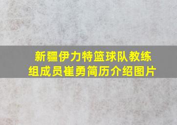 新疆伊力特篮球队教练组成员崔勇简历介绍图片