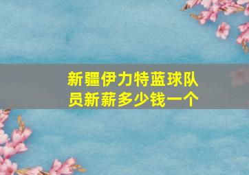 新疆伊力特蓝球队员新薪多少钱一个