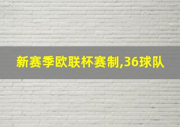 新赛季欧联杯赛制,36球队