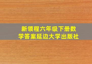 新领程六年级下册数学答案延边大学出版社