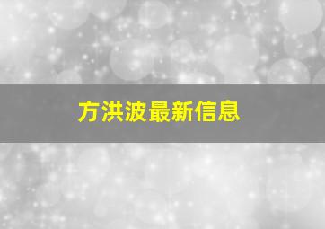 方洪波最新信息