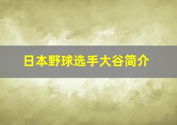 日本野球选手大谷简介