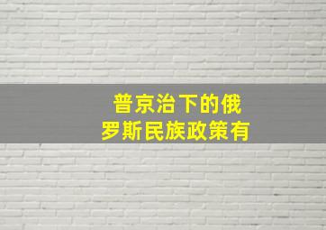 普京治下的俄罗斯民族政策有