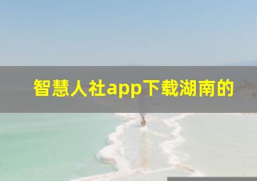 智慧人社app下载湖南的