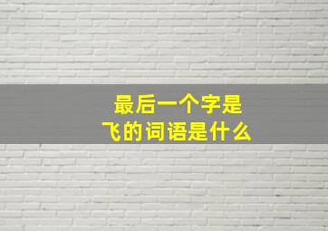 最后一个字是飞的词语是什么