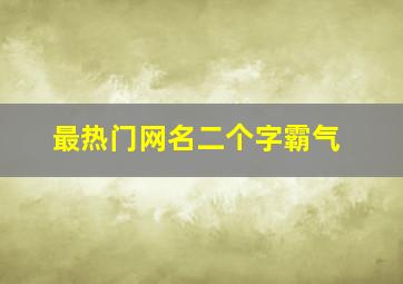 最热门网名二个字霸气