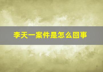 李天一案件是怎么回事