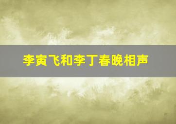 李寅飞和李丁春晚相声