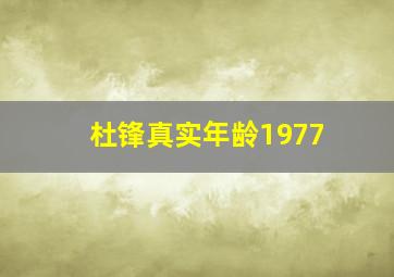 杜锋真实年龄1977