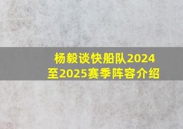 杨毅谈快船队2024至2025赛季阵容介绍