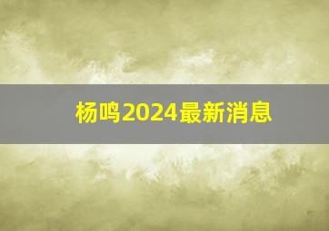 杨鸣2024最新消息