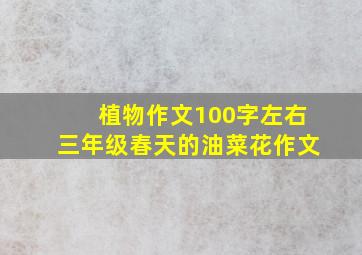 植物作文100字左右三年级春天的油菜花作文