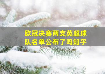 欧冠决赛两支英超球队名单公布了吗知乎