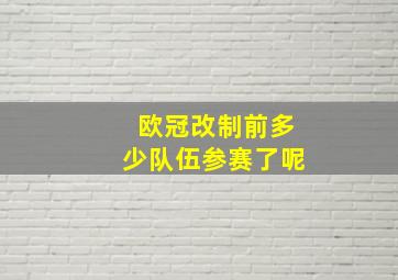 欧冠改制前多少队伍参赛了呢