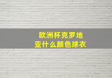 欧洲杯克罗地亚什么颜色球衣