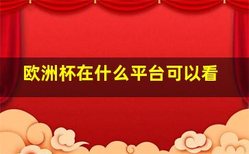 欧洲杯在什么平台可以看