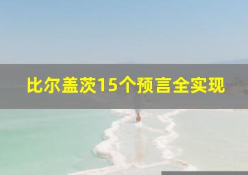 比尔盖茨15个预言全实现