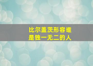 比尔盖茨形容谁是独一无二的人