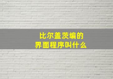 比尔盖茨编的界面程序叫什么