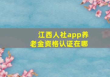 江西人社app养老金资格认证在哪