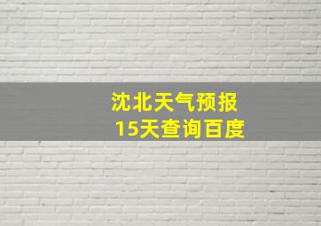 沈北天气预报15天查询百度