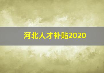 河北人才补贴2020