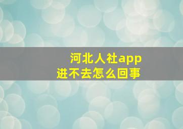 河北人社app进不去怎么回事