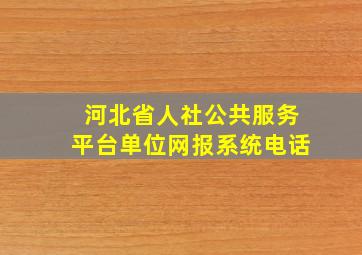 河北省人社公共服务平台单位网报系统电话