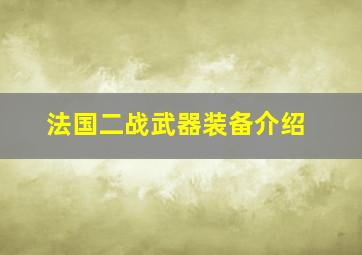 法国二战武器装备介绍