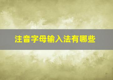 注音字母输入法有哪些