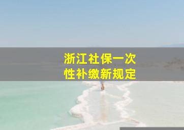 浙江社保一次性补缴新规定