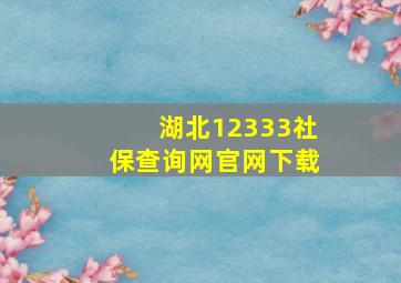 湖北12333社保查询网官网下载