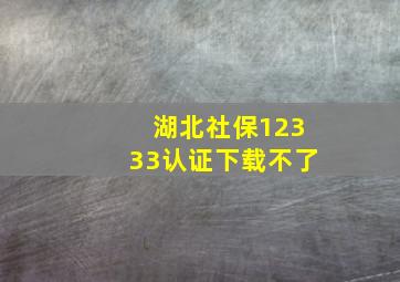 湖北社保12333认证下载不了